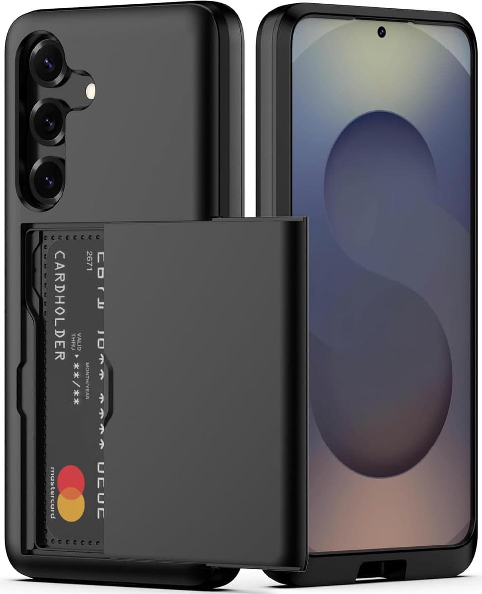 YPCd Hardcase Pasjeshouder Hoesje – Geschikt voor Samsung Galaxy S24 Plus – Shockproof Backcover met Verborgen Kaartvak / Kaarthouder – Zwart
