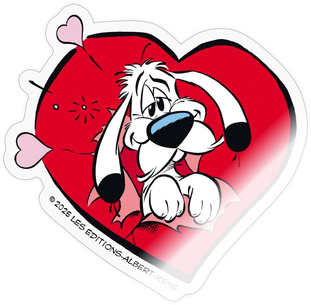 Asterix & Obelix Idefix In Lief Hart Sticker maat S (10 x 10 cm)