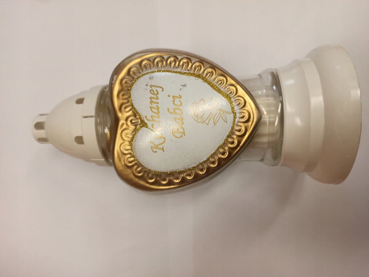 Glazen Znicz met Tekst 'Lieve Oma', Wit/Goud, 25 cm