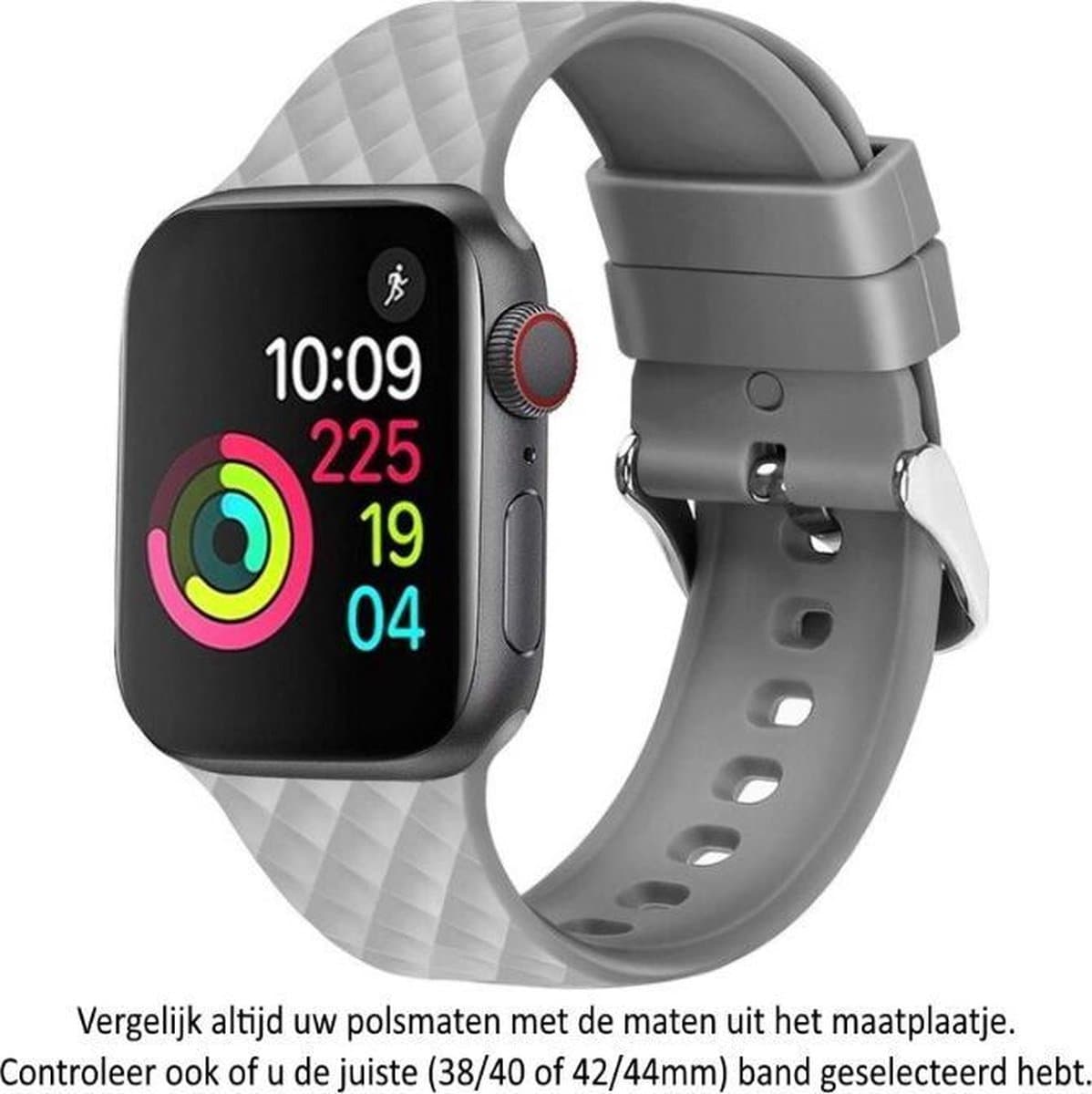 Grijs Siliconen Horloge Band geschikt voor Apple Watch 1, 2, 3, 4, 5, 6, 7, 8, SE, 42mm & 44mm "Mannenbreedte" Series – Maat: zie maatfoto - Soepel hoogwaardig siliconen - 42 mm en 44 mm Grey