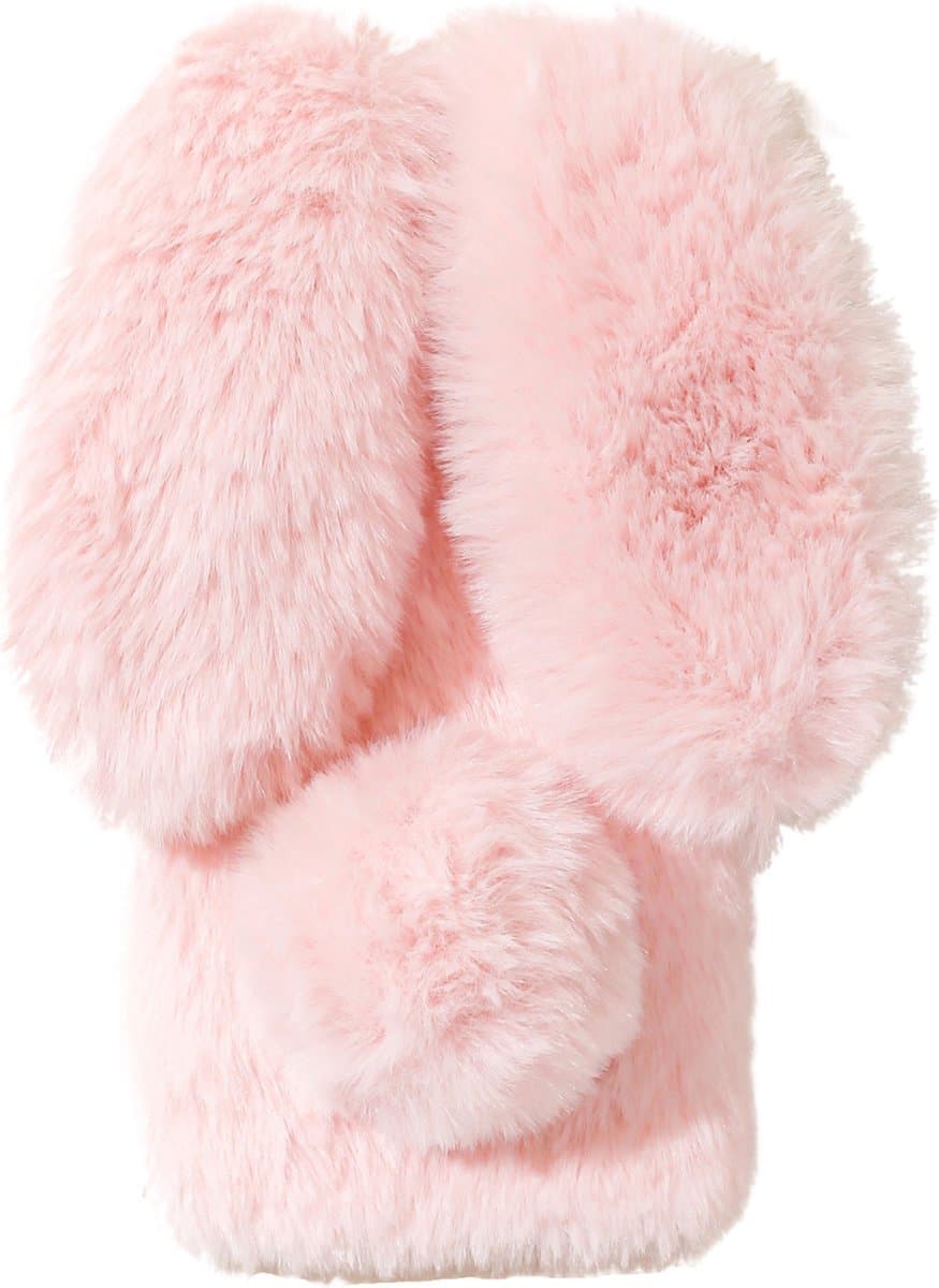Casies Bunny telefoonhoesje - Geschikt voor Samsung Galaxy A50 / A30s - Roze - konijnen hoesje soft case - Pluche / Fluffy