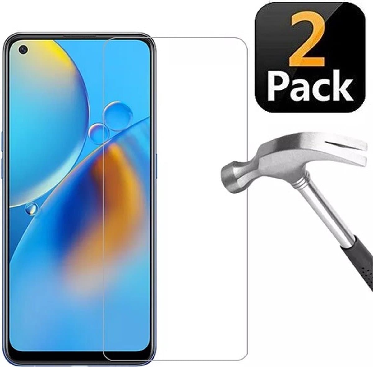 Oppo A74 4G Screenprotector Beschermglas 2x