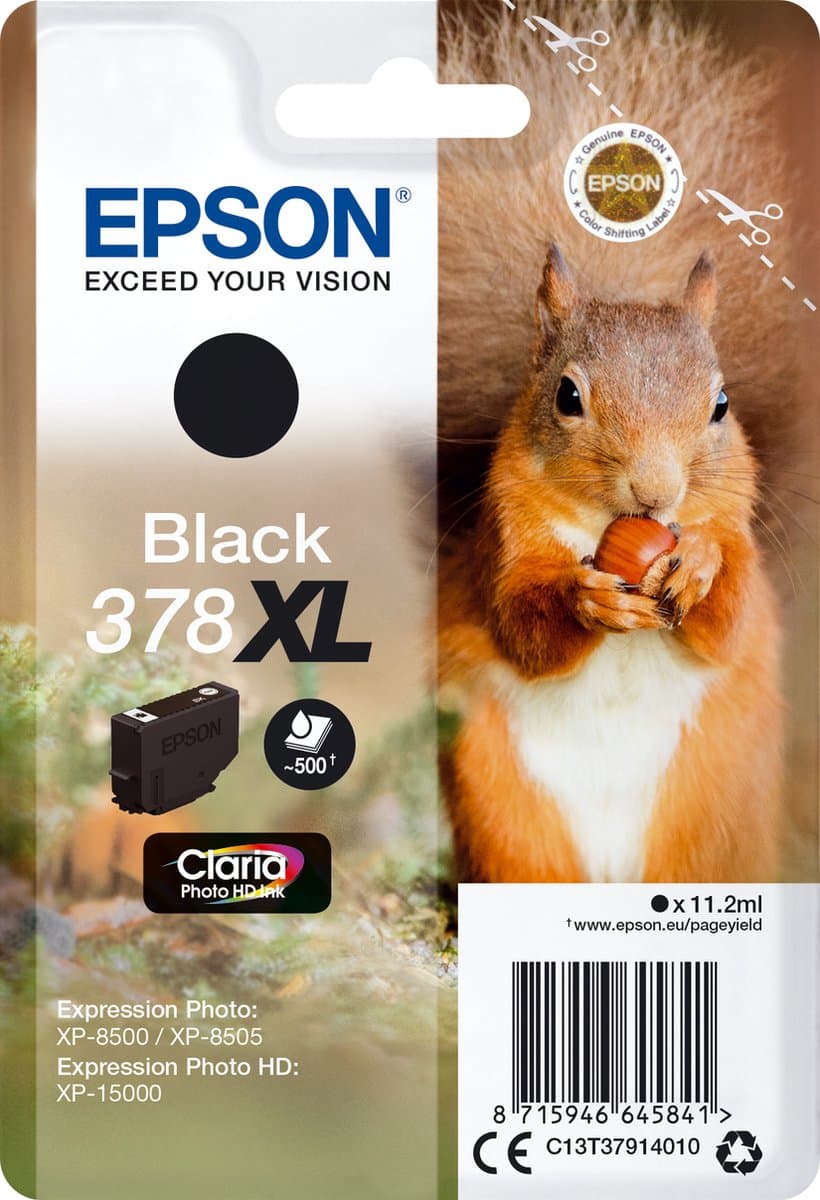 Epson Squirrel Singlepack Black 378XL Claria Photo HD Ink
