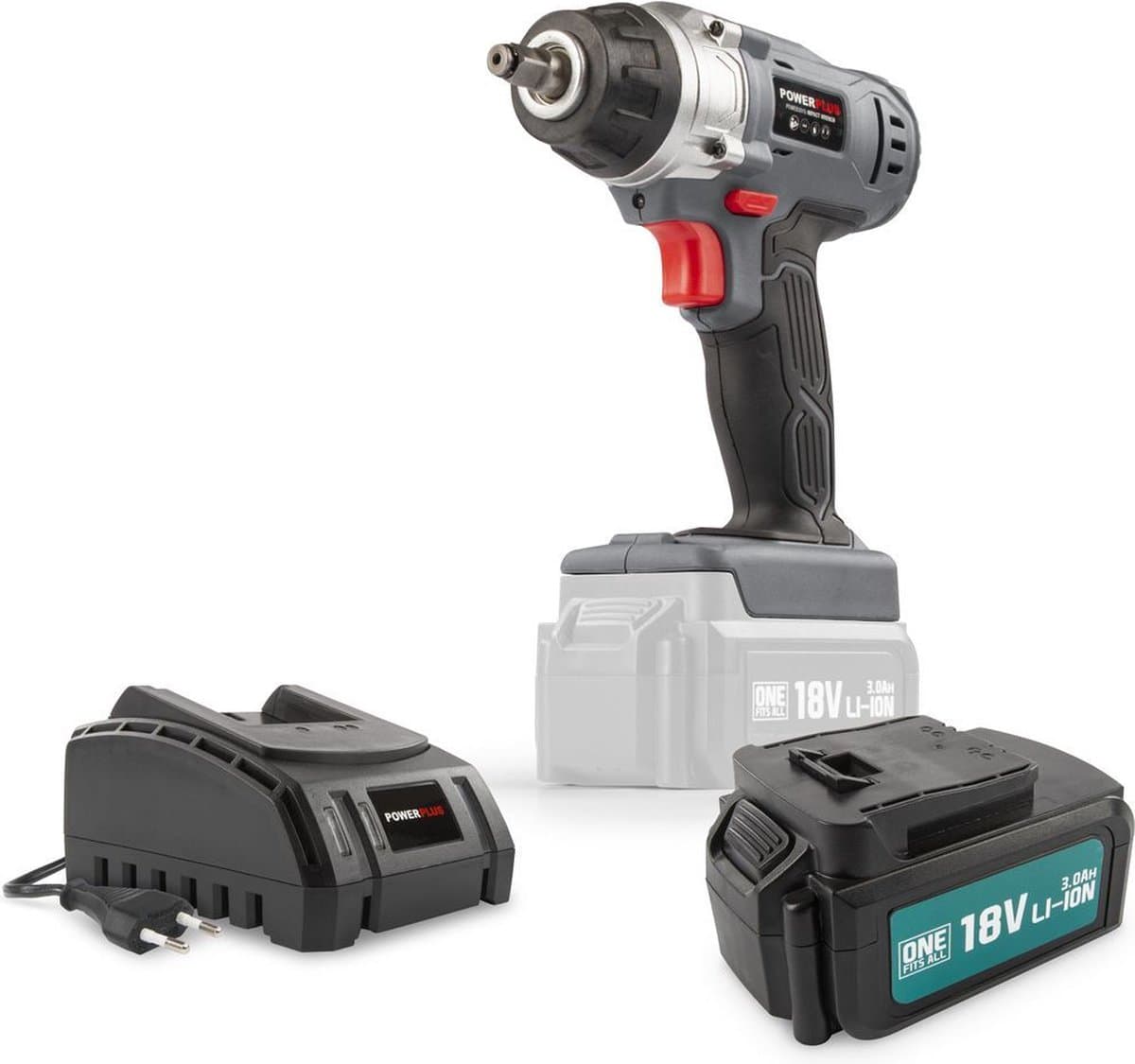 Powerplus POWEBIWS3 Slagmoersleutel - 18V + Batterij 18v 3.0Ah + Lader