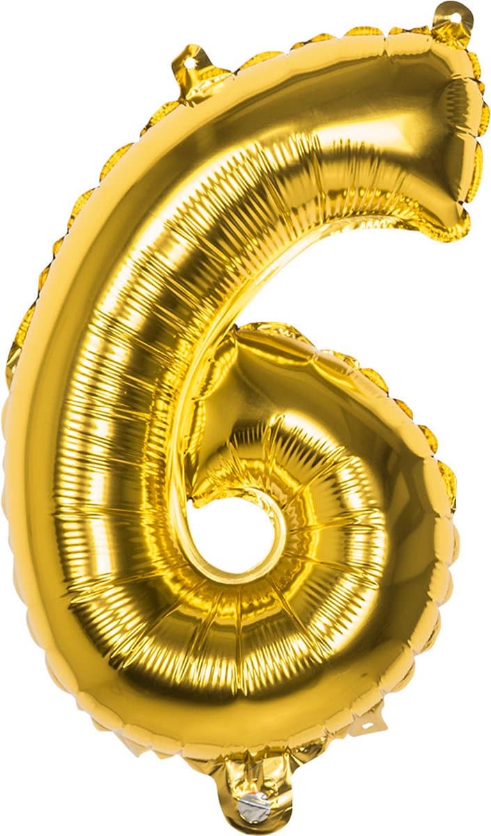 Boland - Folieballon '6' goud (36 cm) 6 - Goud - Cijfer ballon