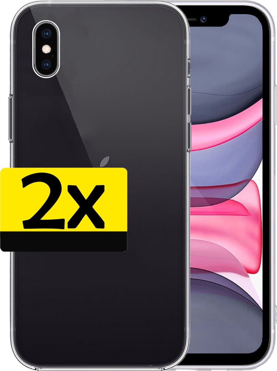 Hoesje Geschikt voor iPhone X Hoesje Siliconen Case - Hoes Geschikt voor iPhone X Hoes Siliconen - Transparant- 2 Stuks