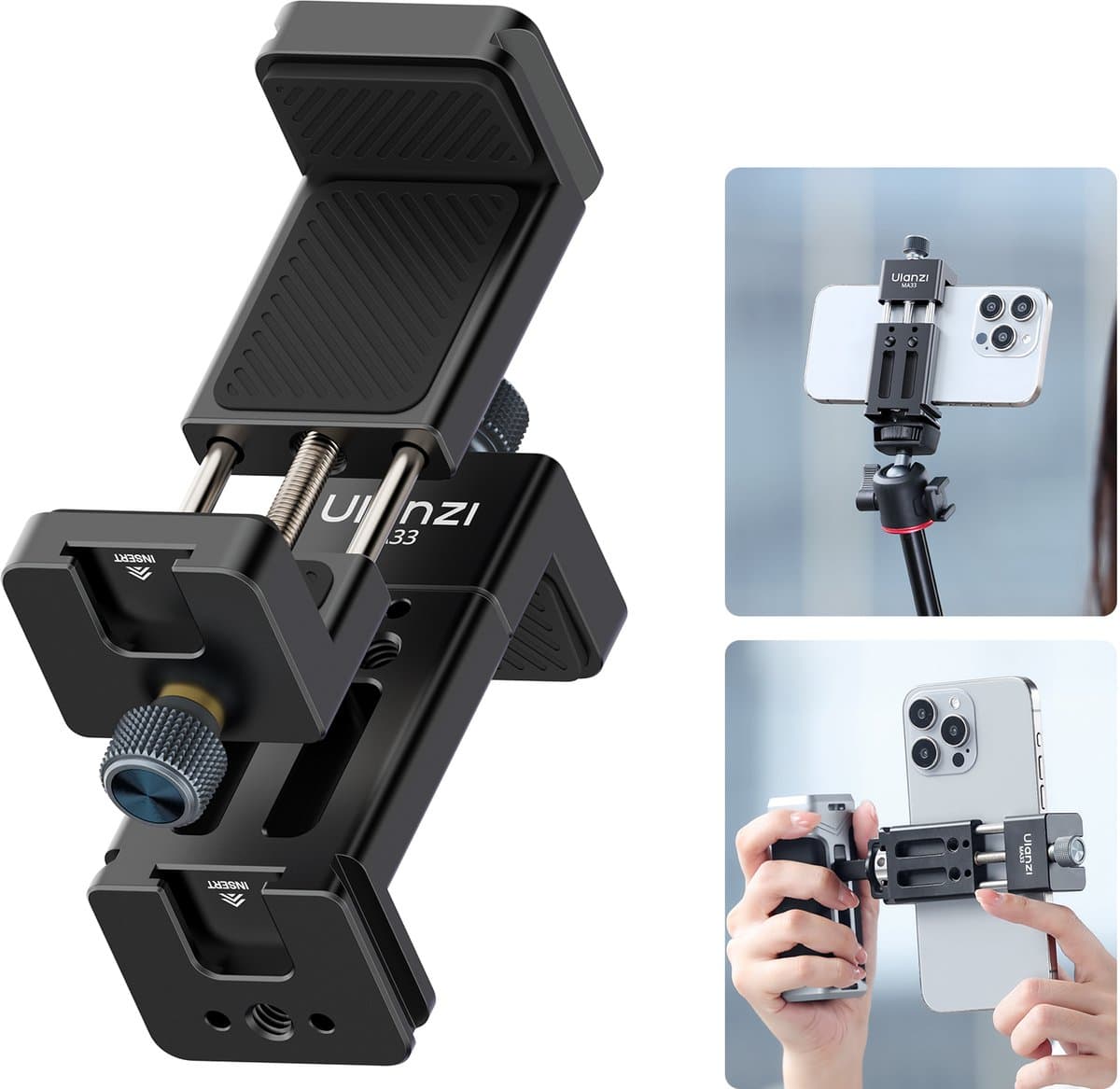 Ulanzi MA33 Telefoonhouder met Arca Swiss mount - Geschikt voor smartphones tot 9.5 cm breed - Telefoonklem voor statief - Metaal