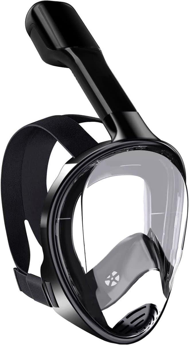 Vertrex Snorkelmasker S/M – Kind – Snorkel Kinderen – Snorkelset – Duikmasker Full Face – Zwart – Verstelbaar – 180° Kijkhoek