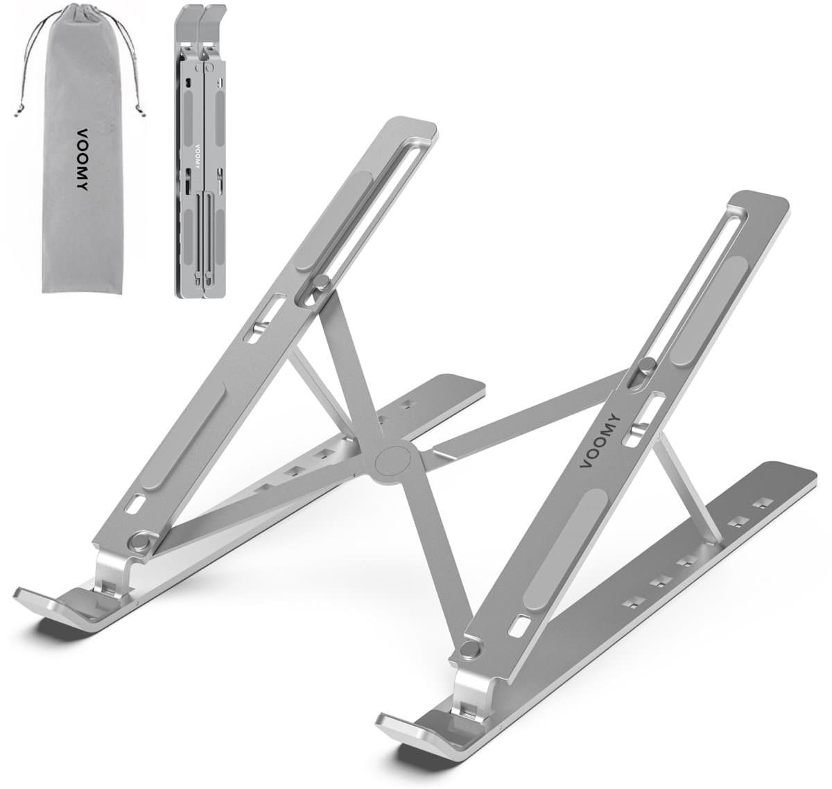 Voomy Office Laptop Standaard - Verstelbaar - Ergonomische Stand - Zilver