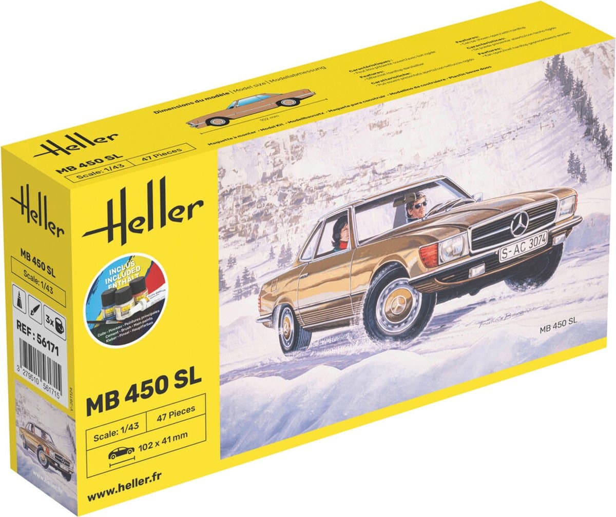 Heller Modelbouwpakket Auto - 56171 Mercedes-Benz R107 450SL - Auto - Starter Kit Plastic - 1:43 - Modelbouw