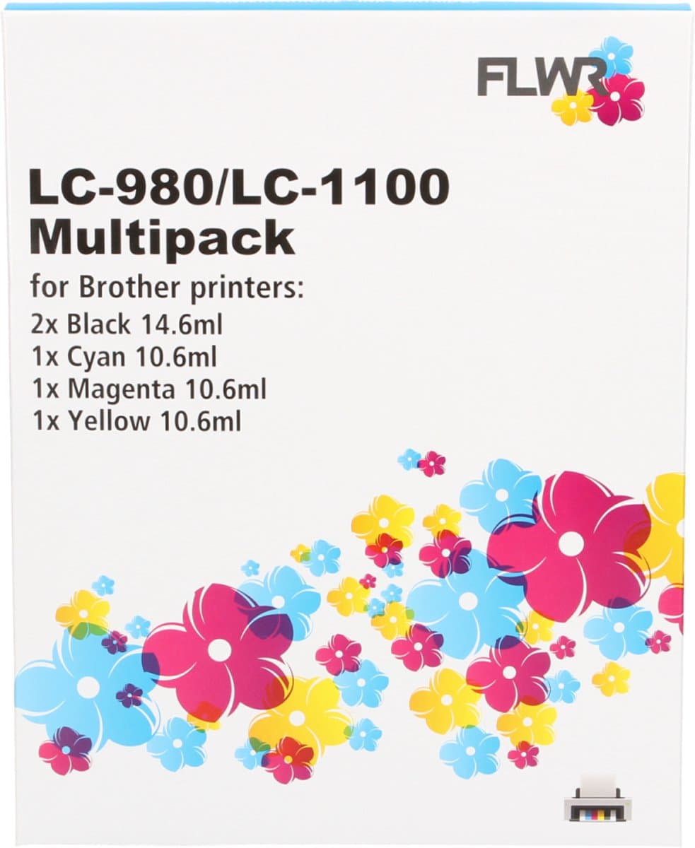 FLWR - Cartridges / Brother LC-980 / LC-1100 Multipack / zwart en kleur / Geschikt voor Brother