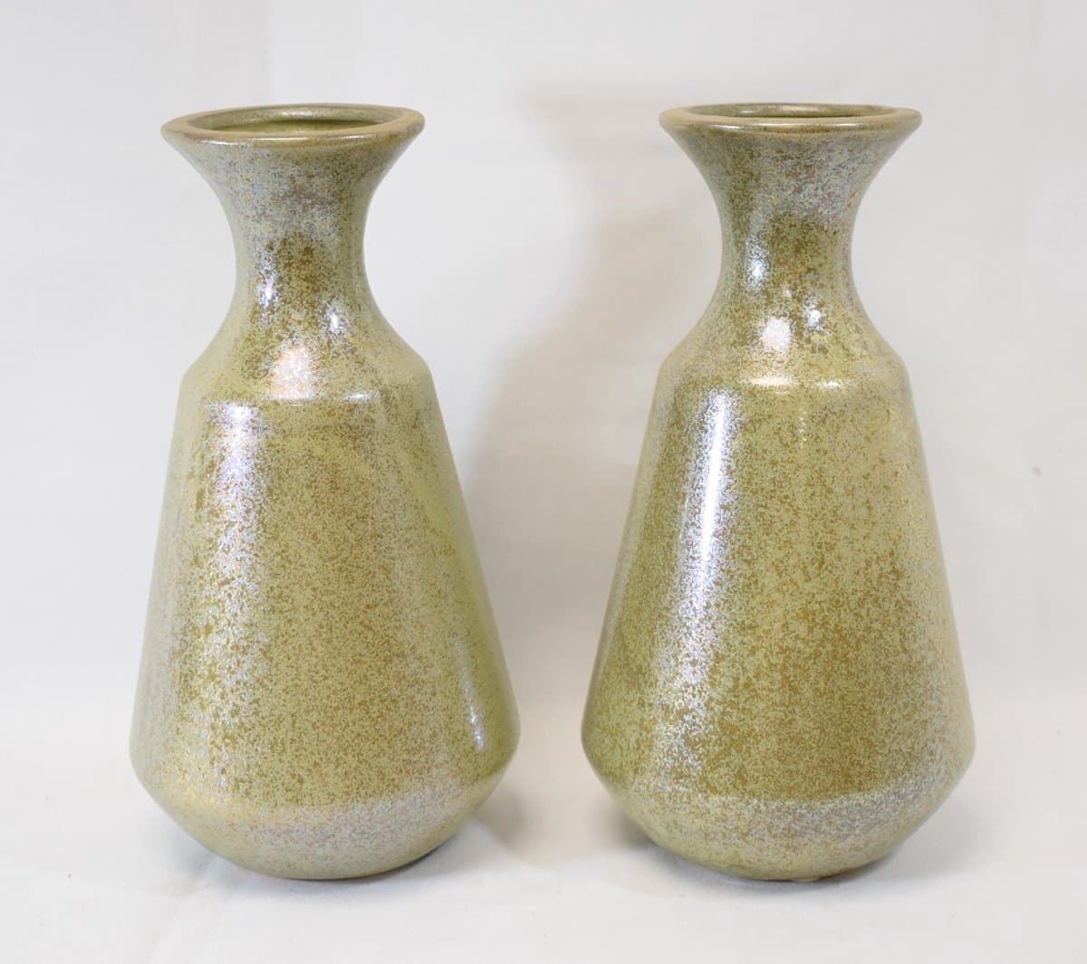 ZoeZo Design - 2 stuks - vaas - aardewerk - goud - groen - H 23 x Ø 13 cm - opening Ø 3 cm