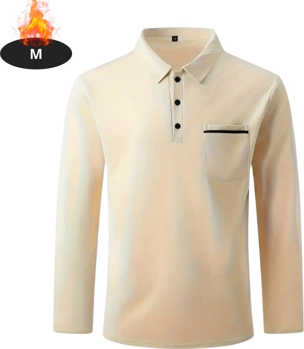 Livano Poloshirt Heren - T-Shirt Heren - Shirt - Overhemd - Polo Shirt Lange Mouwen - Khaki - M