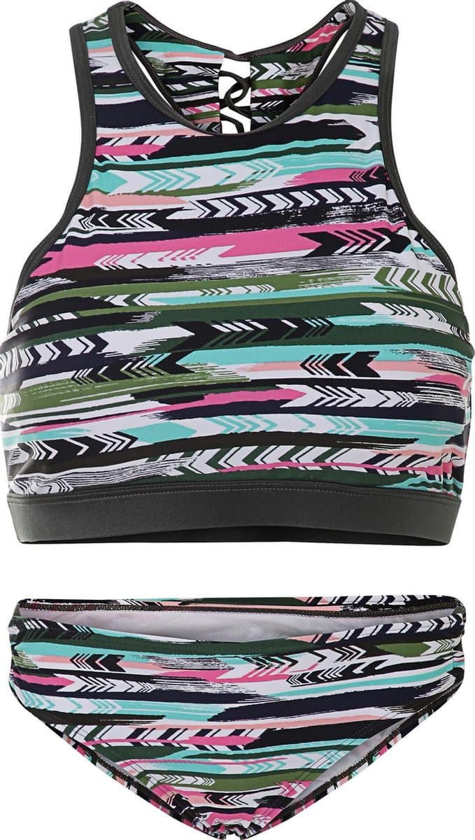 Dames bikini sport met gevlochten detail - Groene pijlen - XS