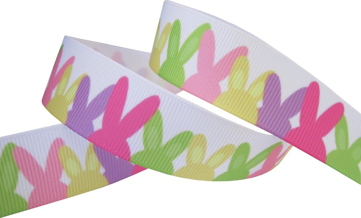 Luxe Paaslint 2,2cm - Grosgrain - Paashaas Oortjes - Pastelkleuren - 5 Meter