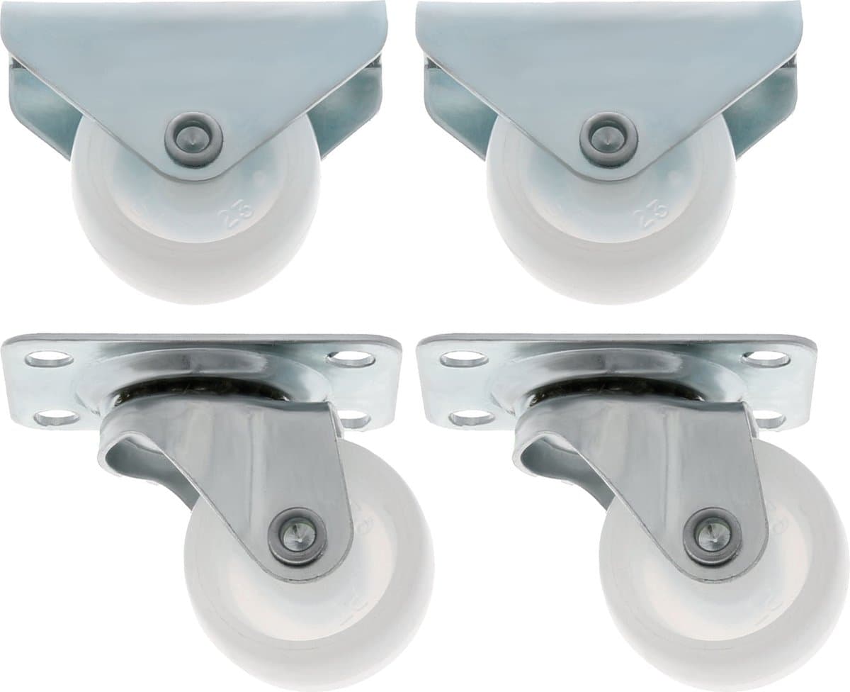 AMIG transportwiel set - 2x zwenkwielen - 2x bokwielen - D30mm - nylon - 135kg