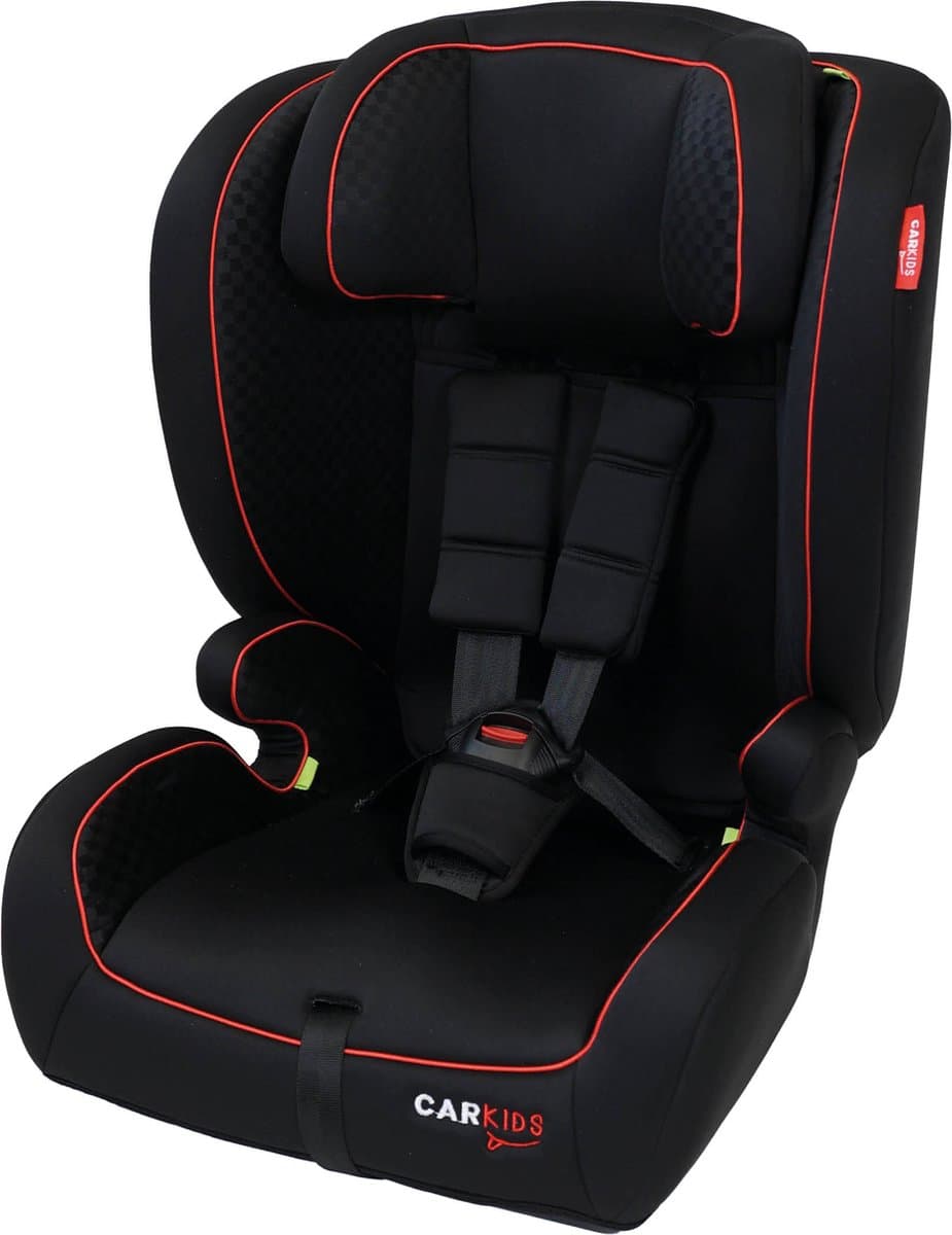 Carkids I-Size Autostoeltje Jessie - Voldoet aan I-Size R-129 Norm - Voor kinderen van 76 tot 150cm - Met Isofix & Top Tether aansluiting - Zwart/Rood