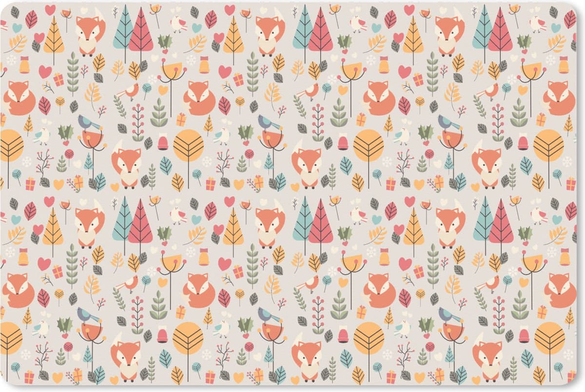 Muismat XXL 120x80 cm - Bureau onderlegger - Bureau mat Vos - Bloemen - Regenboog - Kinderen - Design - Bureaumat - Gaming mousepad xl - Bureaulegger groot - Computer deskmat