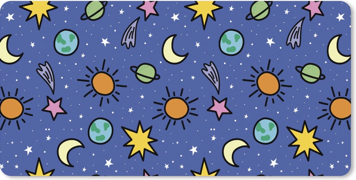 Muismat XXL 120x60 cm - Bureau onderlegger - Bureau mat Planeten - Sterren - Design - Bureaumat - Gaming mousepad xl - Bureaulegger groot - Computer deskmat
