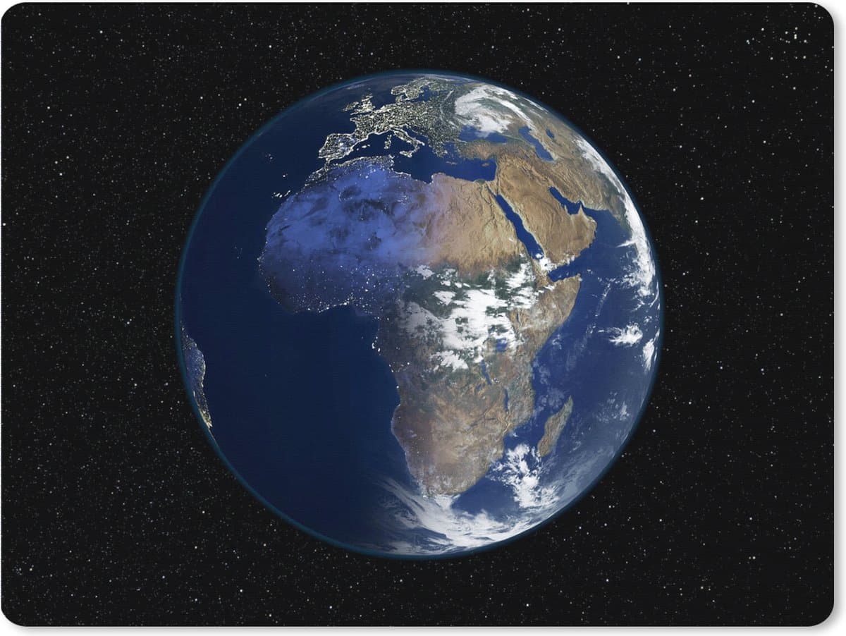 Muismat XXL 80x60 cm - Bureau onderlegger - Bureau mat Satellietbeeld van Afrika - Bureaumat - Gaming mousepad xl - Bureaulegger groot - Computer deskmat