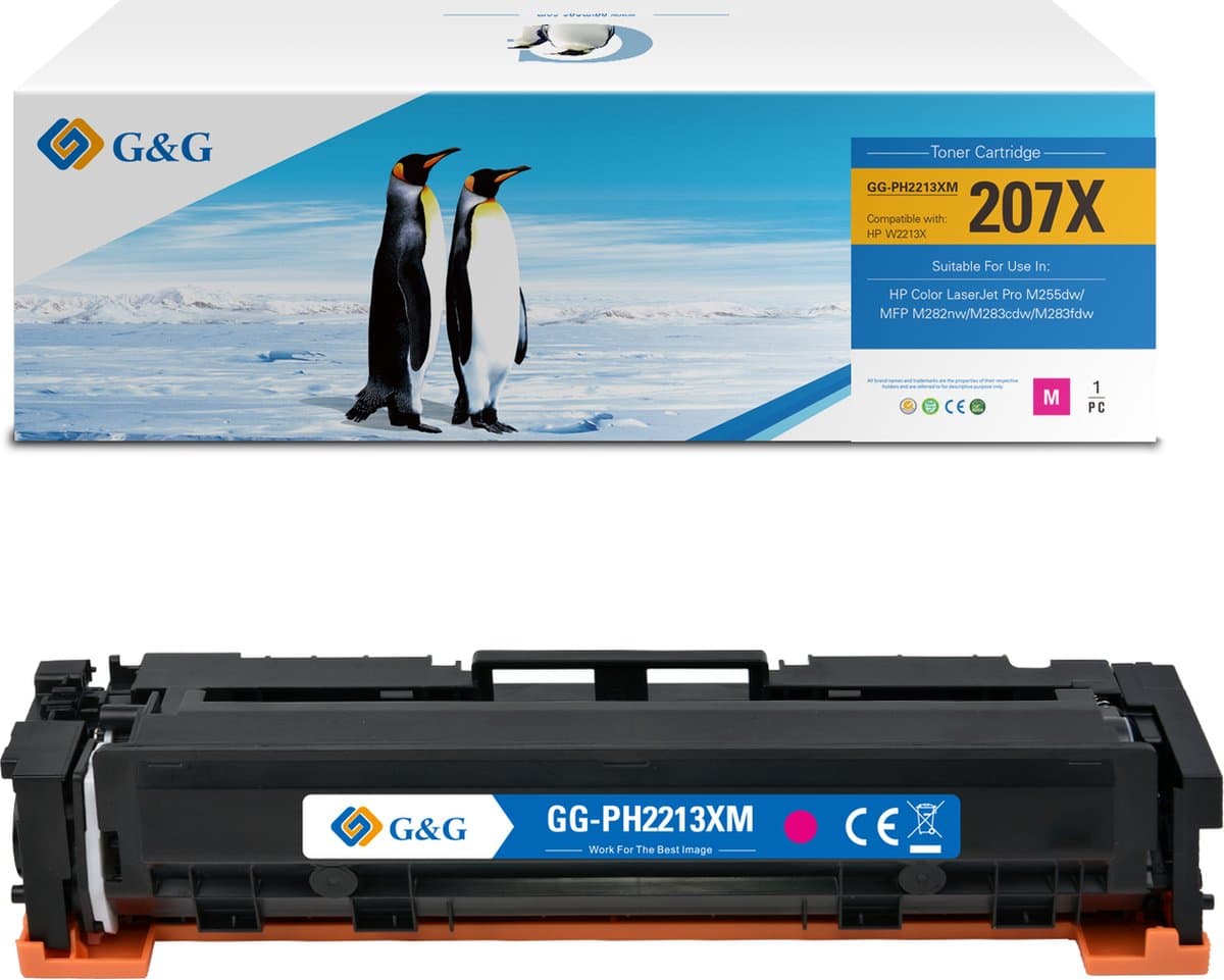 G&G 207 X (met chip!) toner compatibel met HP 207X(W2213X) Tonercartridge Magenta hoge capaciteit Huismerk