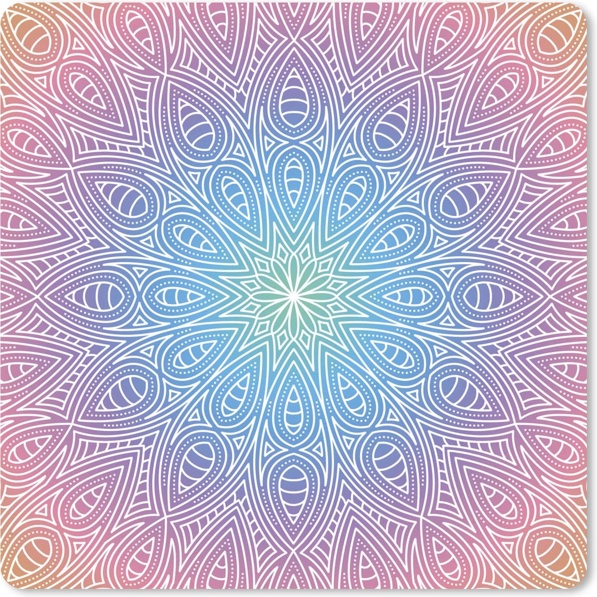 Muismat XXL 80x80 cm - Bureau onderlegger - Bureau mat Mandala met detail - Bureaumat - Gaming mousepad xl - Bureaulegger groot - Computer deskmat