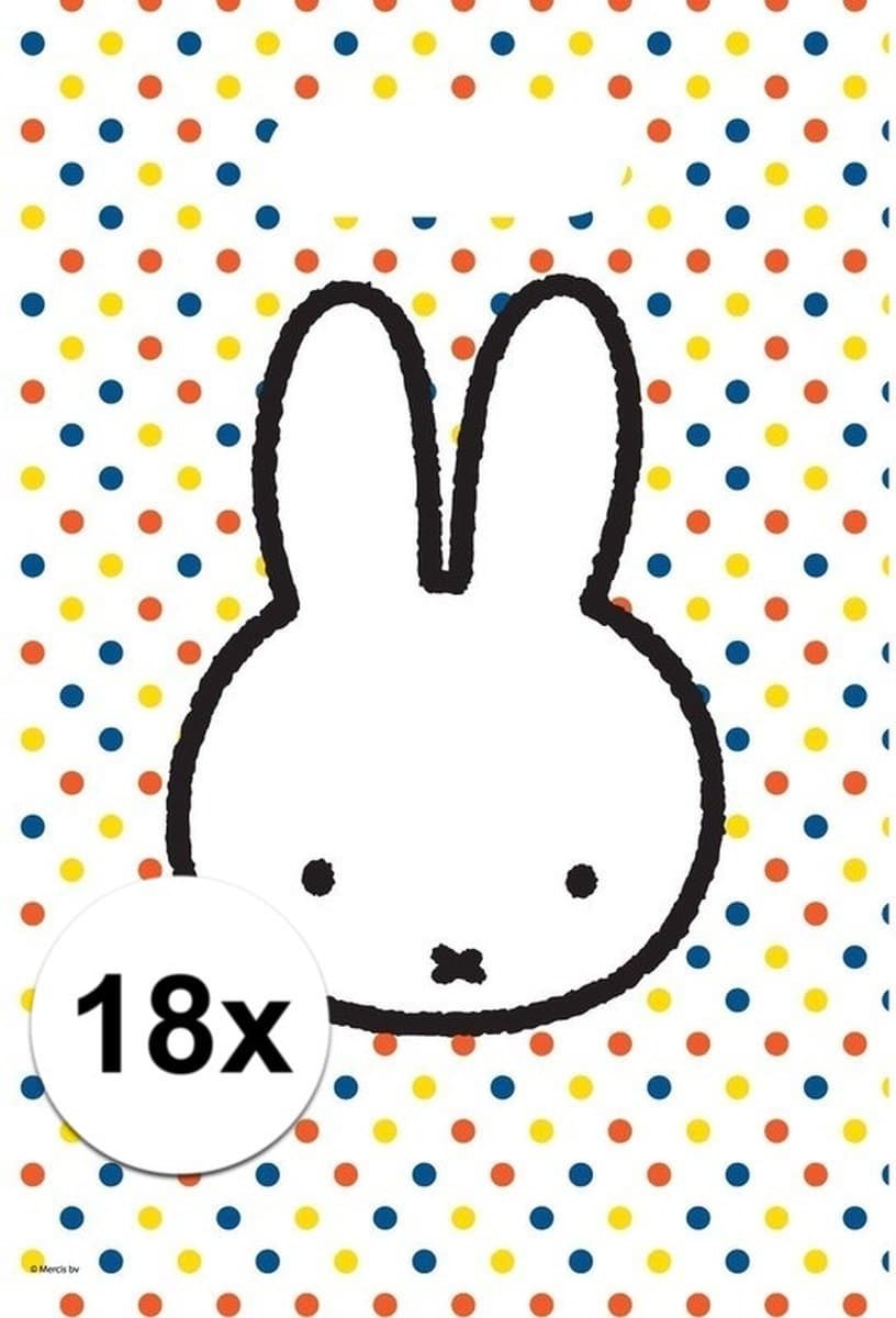 Nijntje thema uitdeelzakjes/snoepzakjes - 18x stuks - 30 x 21 cm - Feestzakjes - Kinderfeestje feestartikelen