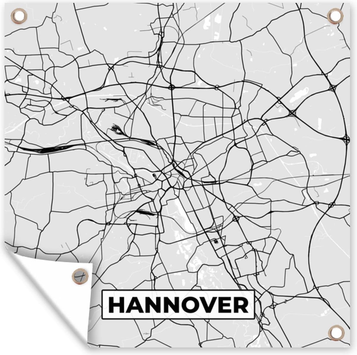 Tuin poster Duitsland - Stadskaart - Plattegrond - Hannover - Kaart - 200x200 cm - Tuindoek