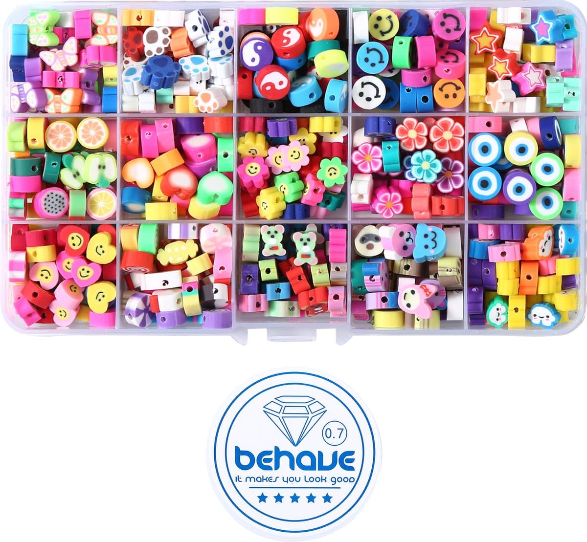 Behave Polymeer Kralen Set - Knutselen Meisjes - Klei Kralen - 441-Delig - 10 mm