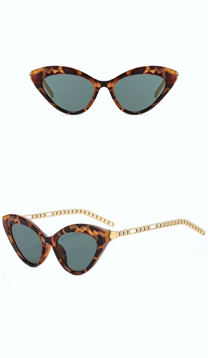 DAEBAK Cat Eye vrouwen zonnebril in kat oog vorm [Leopard - Green / Groen] Katten Festival Cat's dames