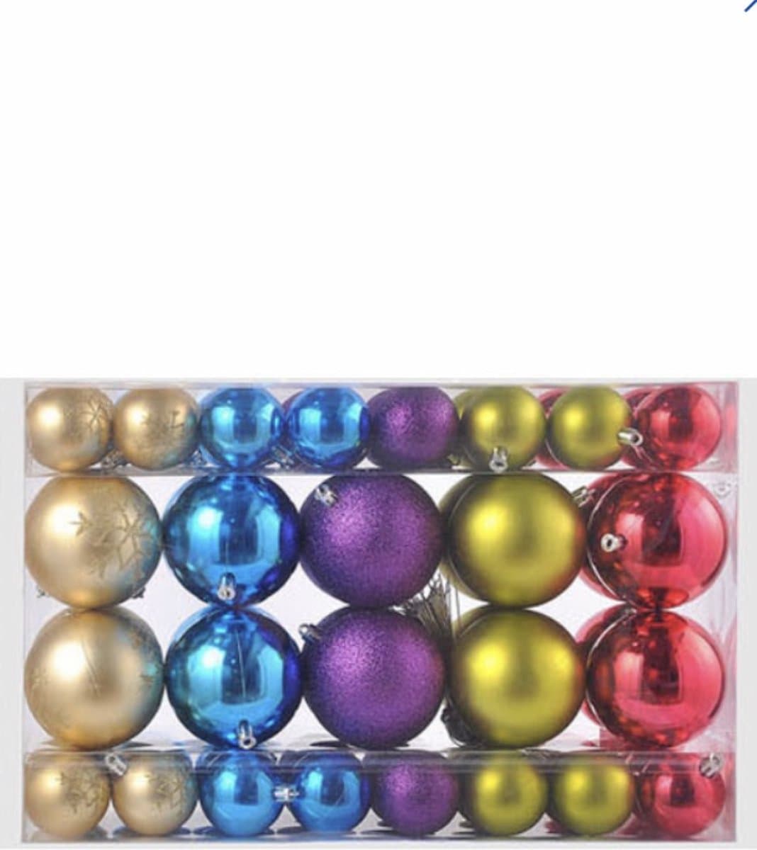 AG Kerstballen - Meerkleurig- 68 stuks - Plastic-Kerstversiering-Kerstboom versiering -Onbreekbaar- Ø8 en Ø5cm