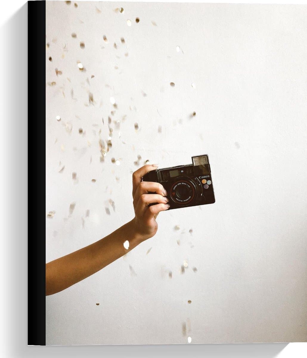 Canvas - Met Glitter Bestrooide Camera - 30x40cm Foto op Canvas Schilderij (Wanddecoratie op Canvas)