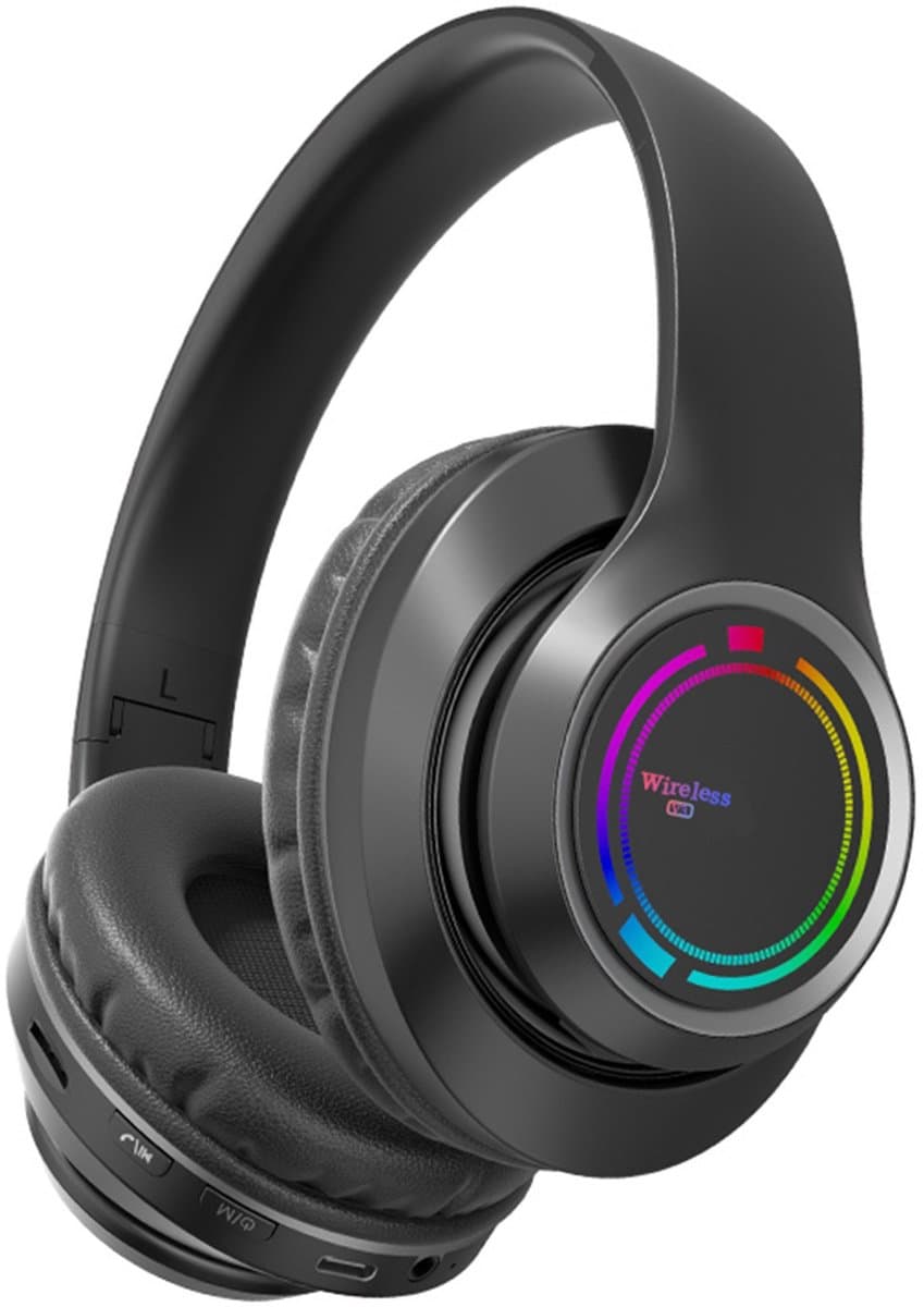 KINSI Draadloze Bluetooth-headset, over-ear gaming-hoofdtelefoon met achtergrondverlichting, Bedrade headset, RGB-ruisonderdrukking