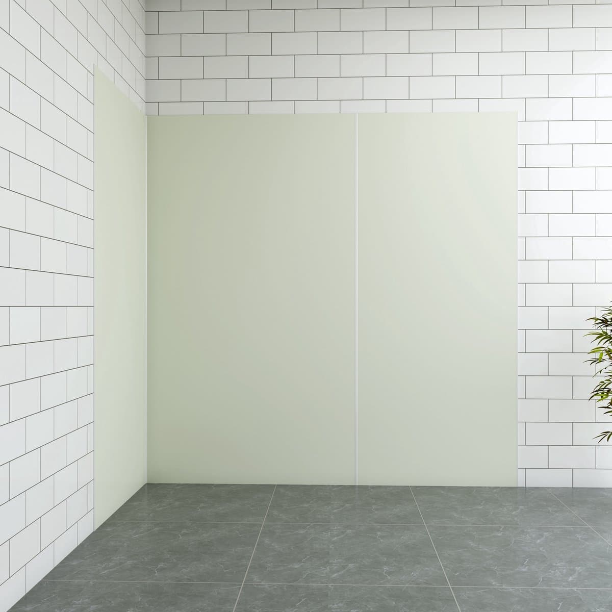 Aica B:40xL:(100+100)H:210cm ivoorwitte aluminium composiet platen , 3 mm dik-Set van 3 douchewandpanelen inclusief profielen-Wandpanelen