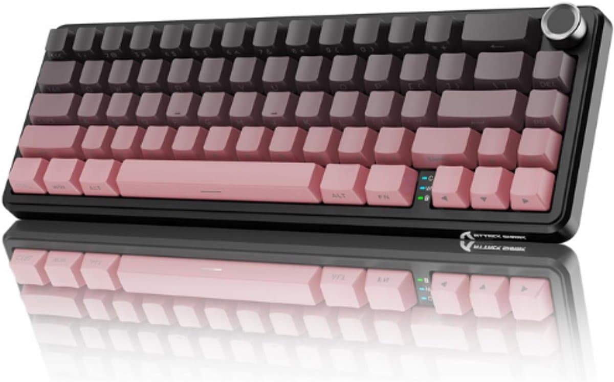 Mechanisch Toetsenbord Met Knop - 60 Procent Gaming Keyboard - Hot Swap RGB Verlichting - BT 2.4G USB-C - Lineaire Schakelaar - Zijkant Bedrukte PBT Toetskap - Blackberry Design