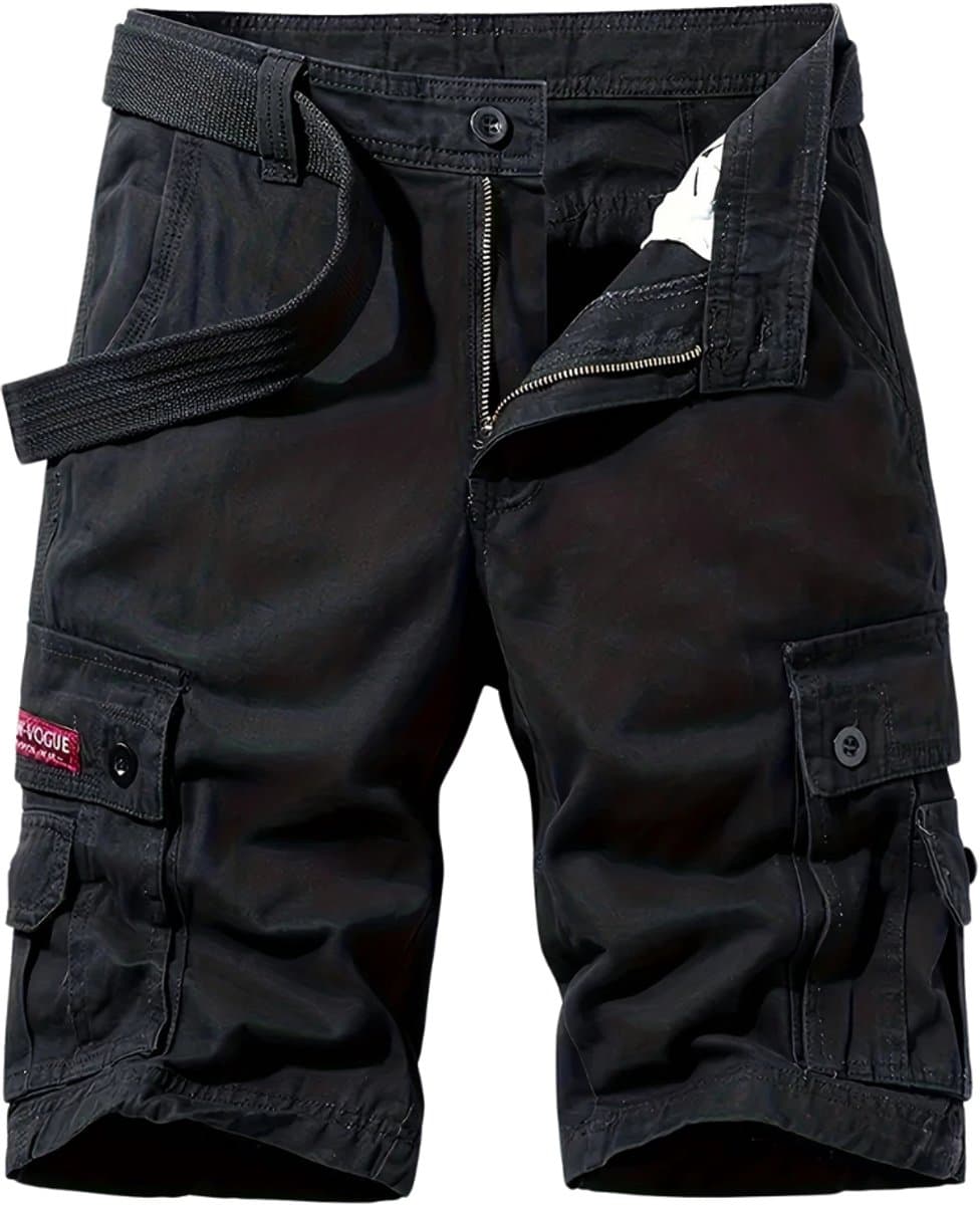 Livano Korte Broek Heren - Cargobroek - Spijkerbroek - met Zakken - Volwassenen - Jongens - Shorts - Zwart - Maat L