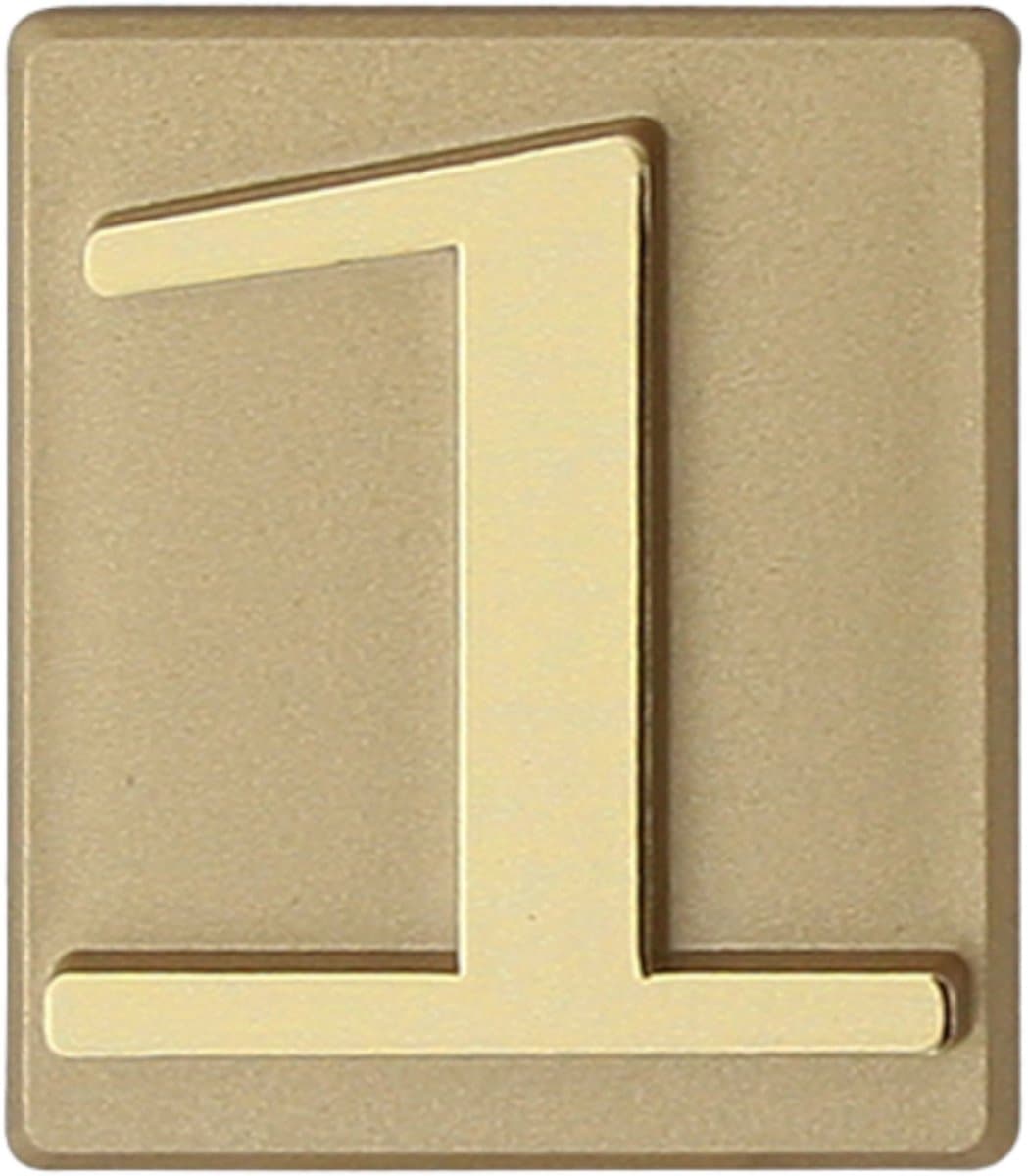 Domino® Deurnummer Zelfklevend INV - "1" - Goud - Woonhuisnummer Hotelkamernummer 40x47mm - Huisnummer Brievenbus Adresnummer Stickers - Huisnummerplaatje - Deur en Kamernummer - Lockernummer