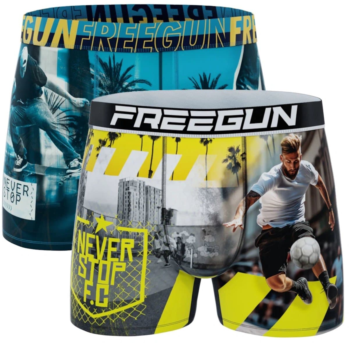 Freegun heren boxershorts - microvezel - 2-pack - maat S - Never stop