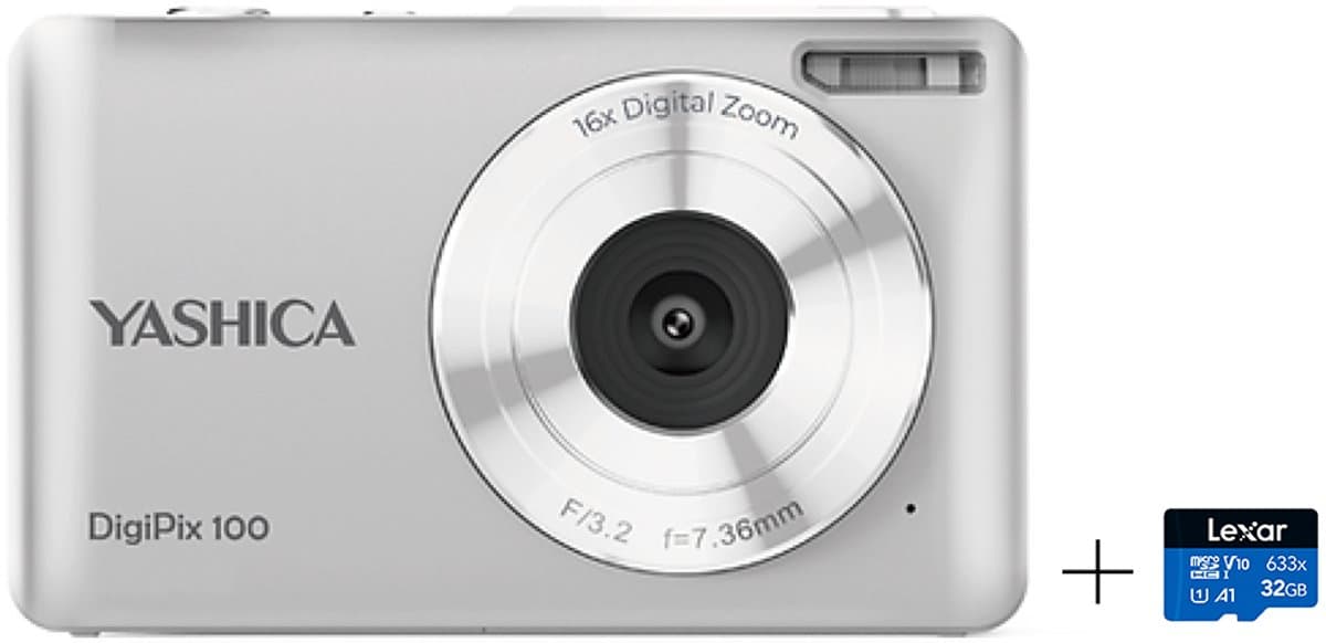 Yashica Digipix 100 Silver - MicroSD 32GB bundel
