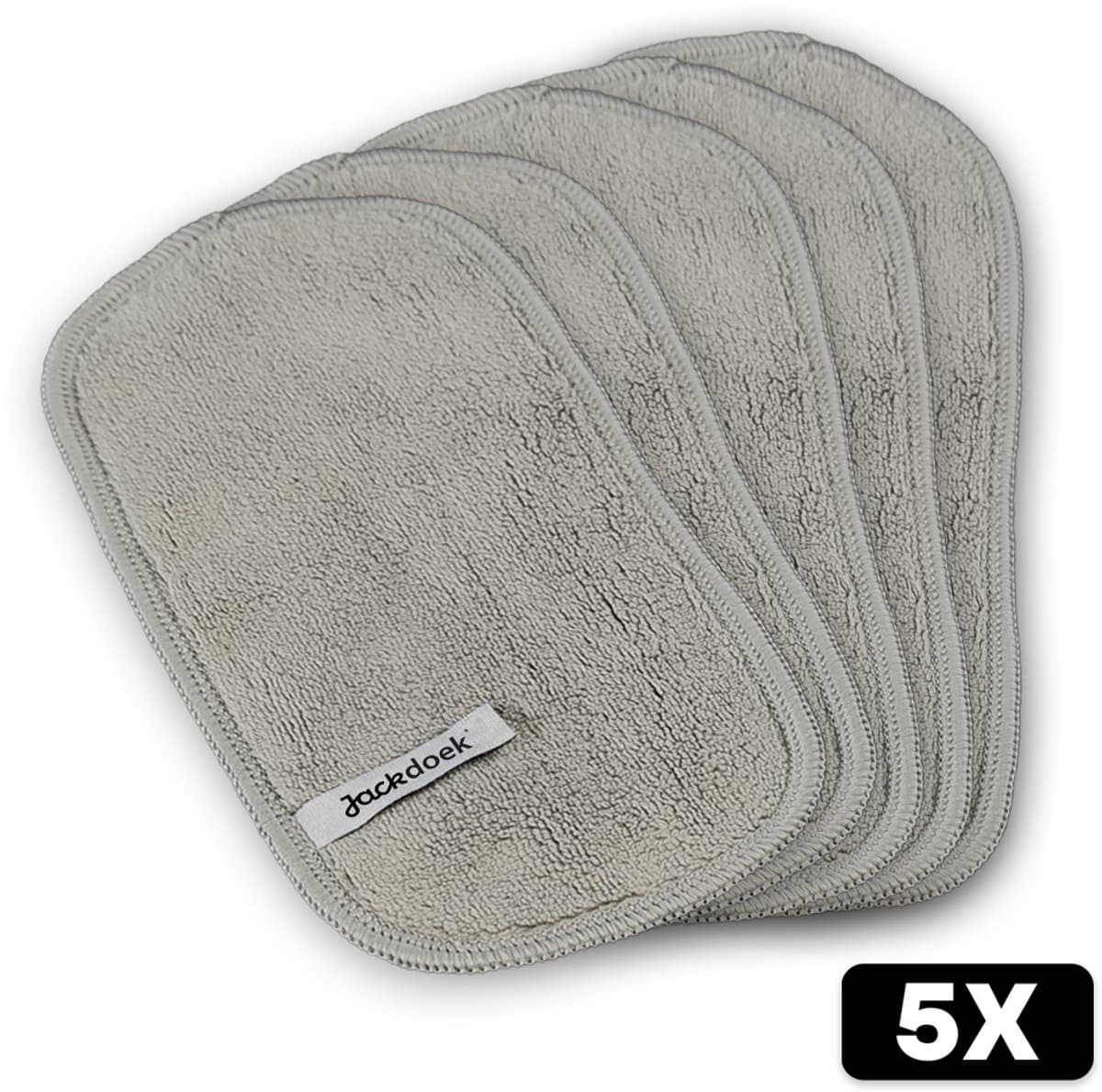 Jackdoek Mini - 5 pack - 11x21cm - Grijs - Zachte Microvezeldoekjes - Streeploos, Sterk absorberend en Wasbaar - Brillen/Beeldscherm/Spiegel/Auto/Badkamer - Brilreiniging - Beeldschermdoek - Screen cleaner
