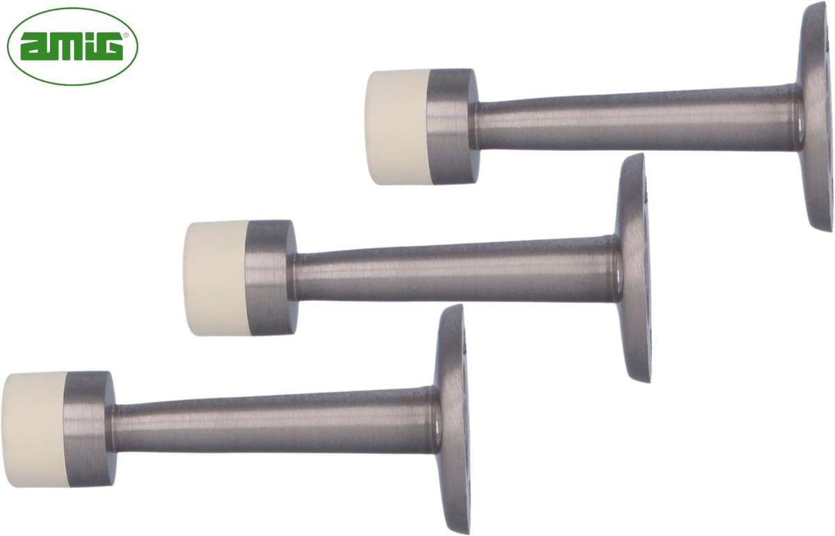 AMIG Muurbuffers Zilver - Voordelige Set 3 Stuks - Wandmontage Deurstoppers - Geborsteld Metaal