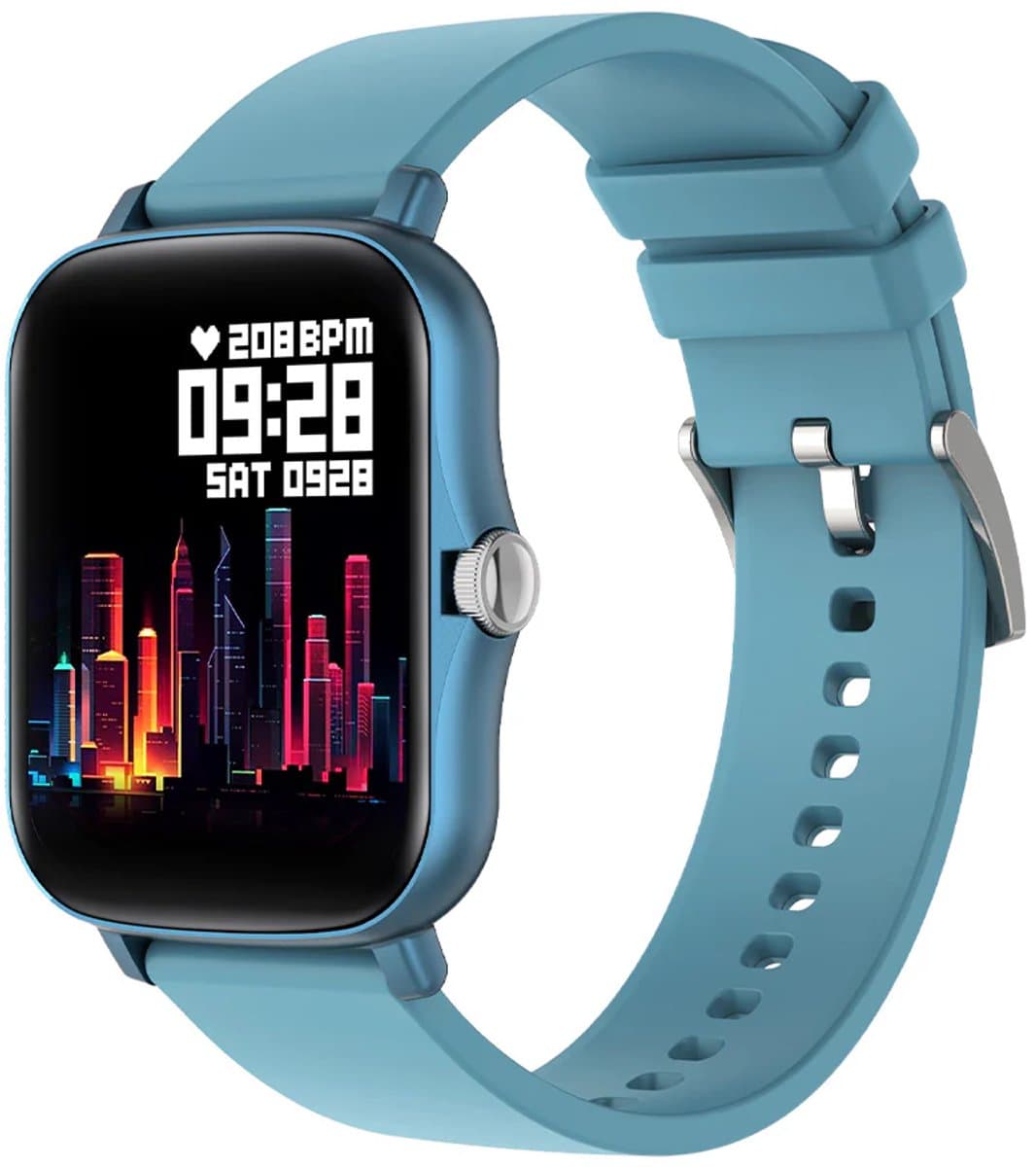 GoSmartwatch Pro S9 smart horloge met BLAUWE band, gekoppeld aan telefoon (geschikt voor Android of IOS, past op elke telefoon Samsung / Apple / Huawei etc, Kerst cadeau!