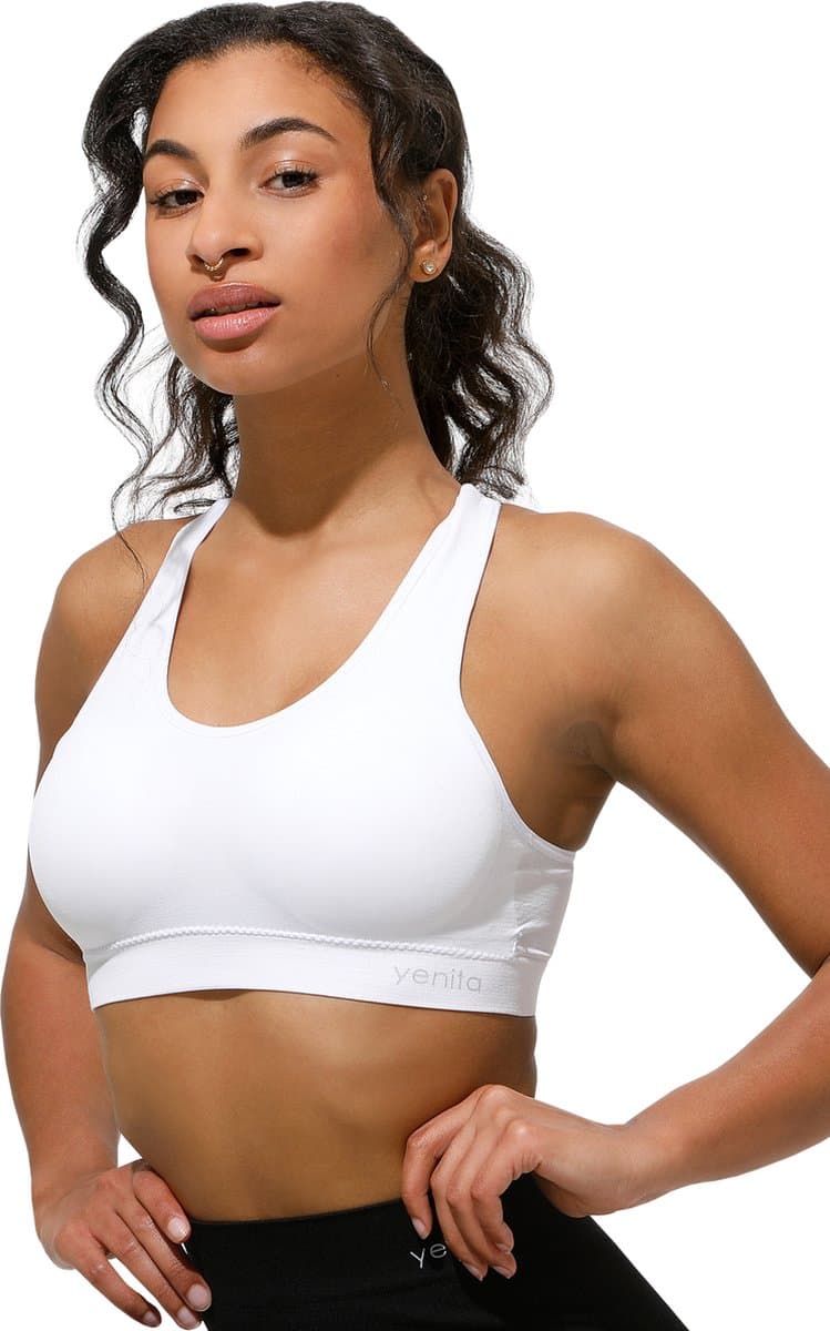 Lavendel x Yenita Naadloos Bustier met Verwijderbare Cups - Sport BH - Sportbeha - Sport Dames Top - Comfortabele en Stijlvolle Ondersteuning - Wit - L