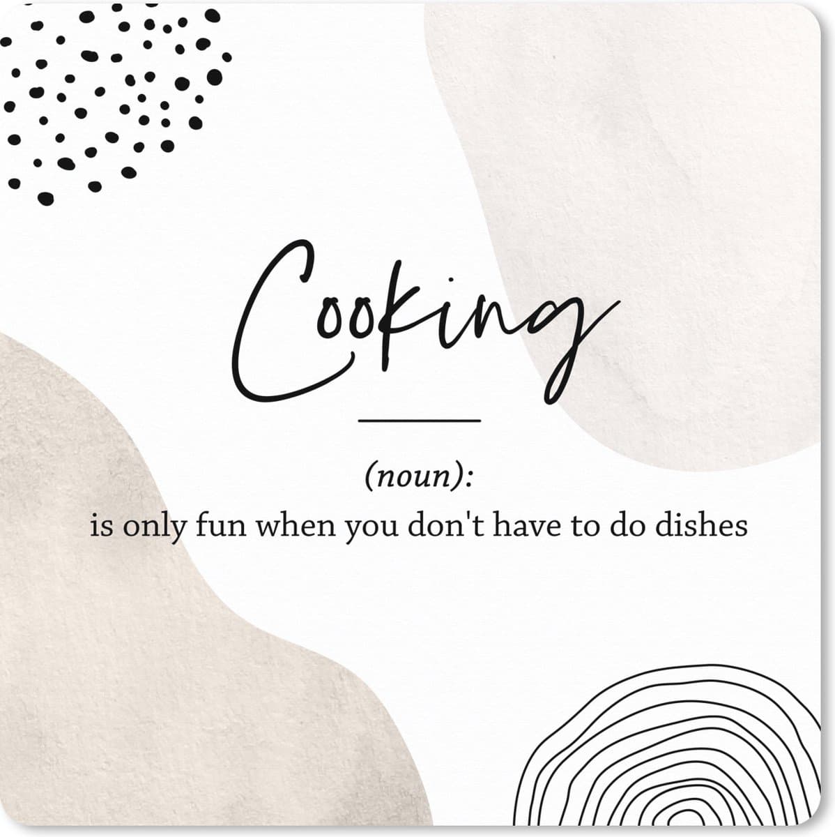 Muismat XXL 80x80 cm - Bureau onderlegger - Bureau mat Spreuken - Koken definitie - Woordenboek - Cooking - Quotes - Bureaumat - Gaming mousepad xl - Bureaulegger groot - Computer deskmat