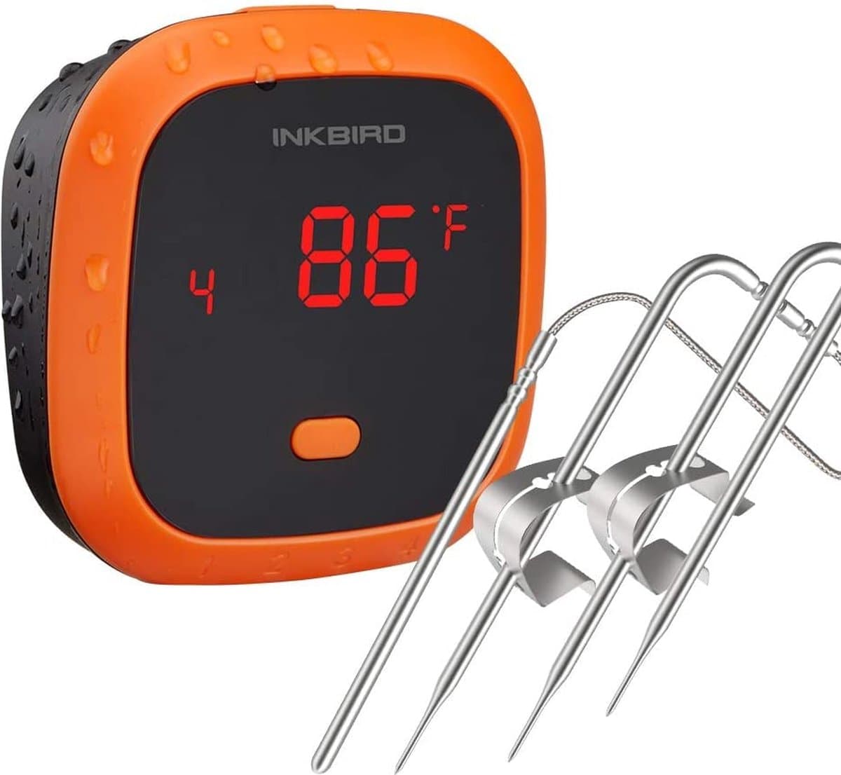 INKBIRD IBT-4XC Waterdichte Bluetooth BBQ Thermometer met 4 Probes, Oplaadbare Vlees- en Keukenthermometer met Magneet en Alarm voor Buitenkoken, Roken en Grillen, voor iOS en Android.