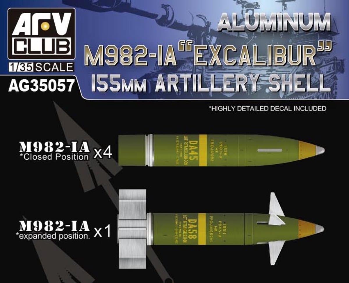 AFV Club Modelbouwpakket Militaire voertuigen - AG35057 Aluminum M982-IA - Excalibur - 155mm Artillery Shell Plastic - 1:35 - Modelbouw
