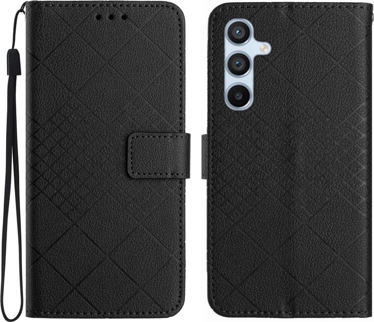 Coverup Hoesje - Geschikt voor Samsung Galaxy A16 Hoesje - Coverup Rhombus Book Case - Zwart