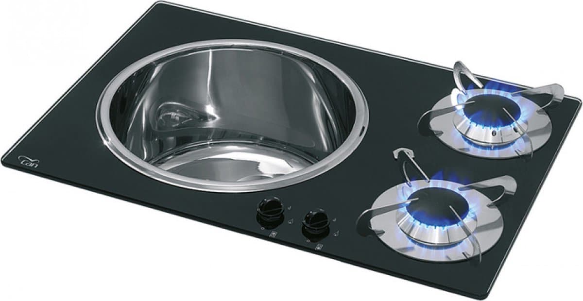 Can Kookplaat 2-Pits met linkse Spoelbak PV1360 Crystal