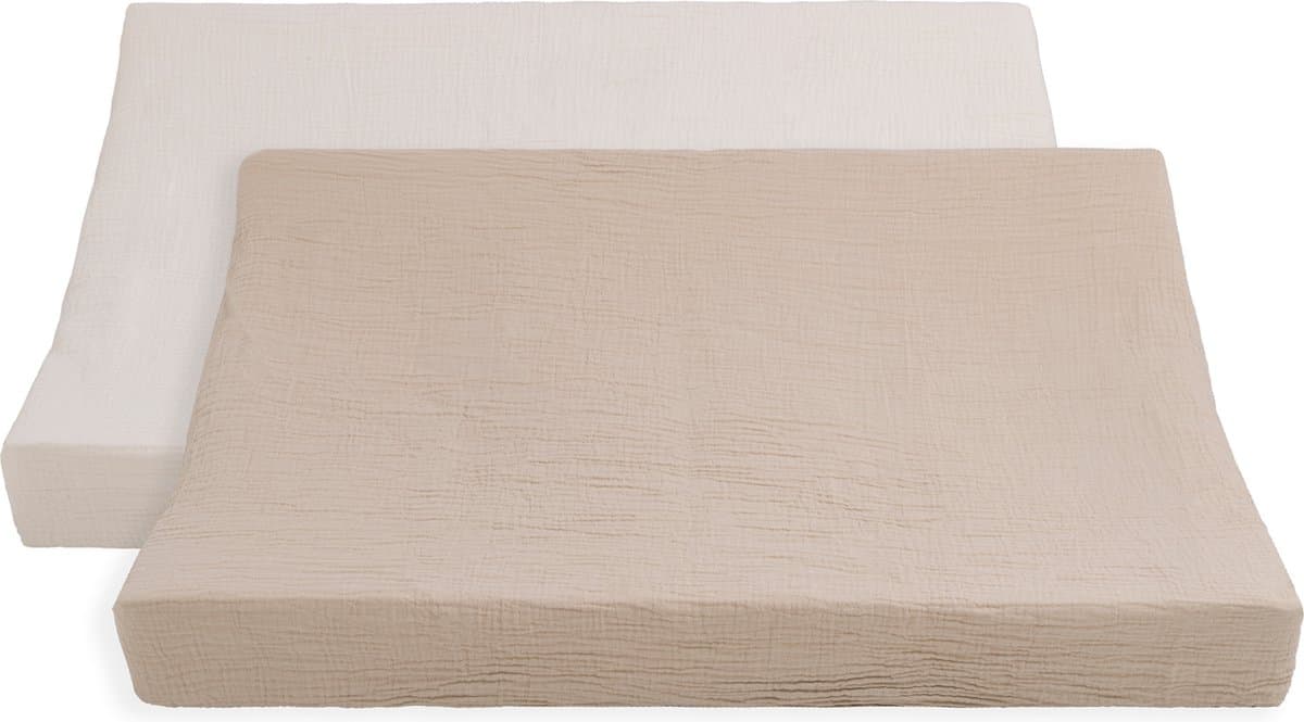 Baby's Only Baby Aankleedkussenhoes Tender - Waskussenhoes - Verschoonkussen hoes - Overtrek verzorgingskussen - Jersey deken - Beige/Linen - 45x70 cm - 2-pack