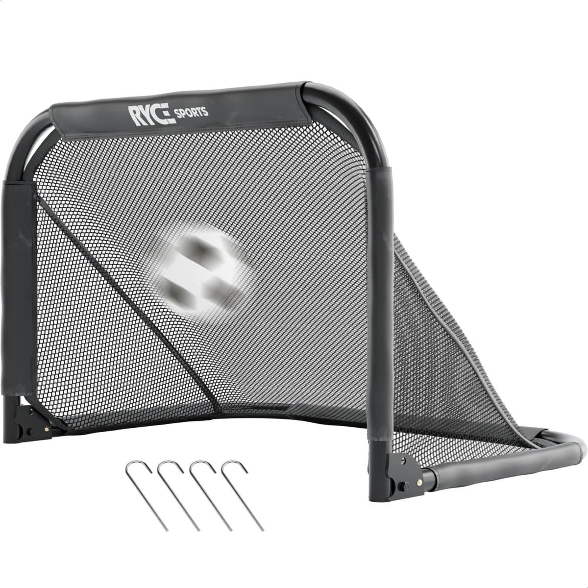 Ryce® Voetbaldoel Staal - 90 x 60 x 60 - Inklapbaar - Kinderen - Voetbal trainingsmateriaal - spullen - Goals - Zwart